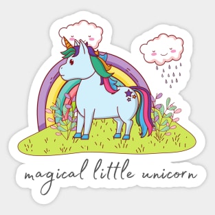 Magical Little Unicorn With Rainbow Sticker